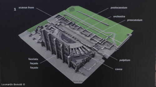 Schema 3D del teatro romano di Aosta